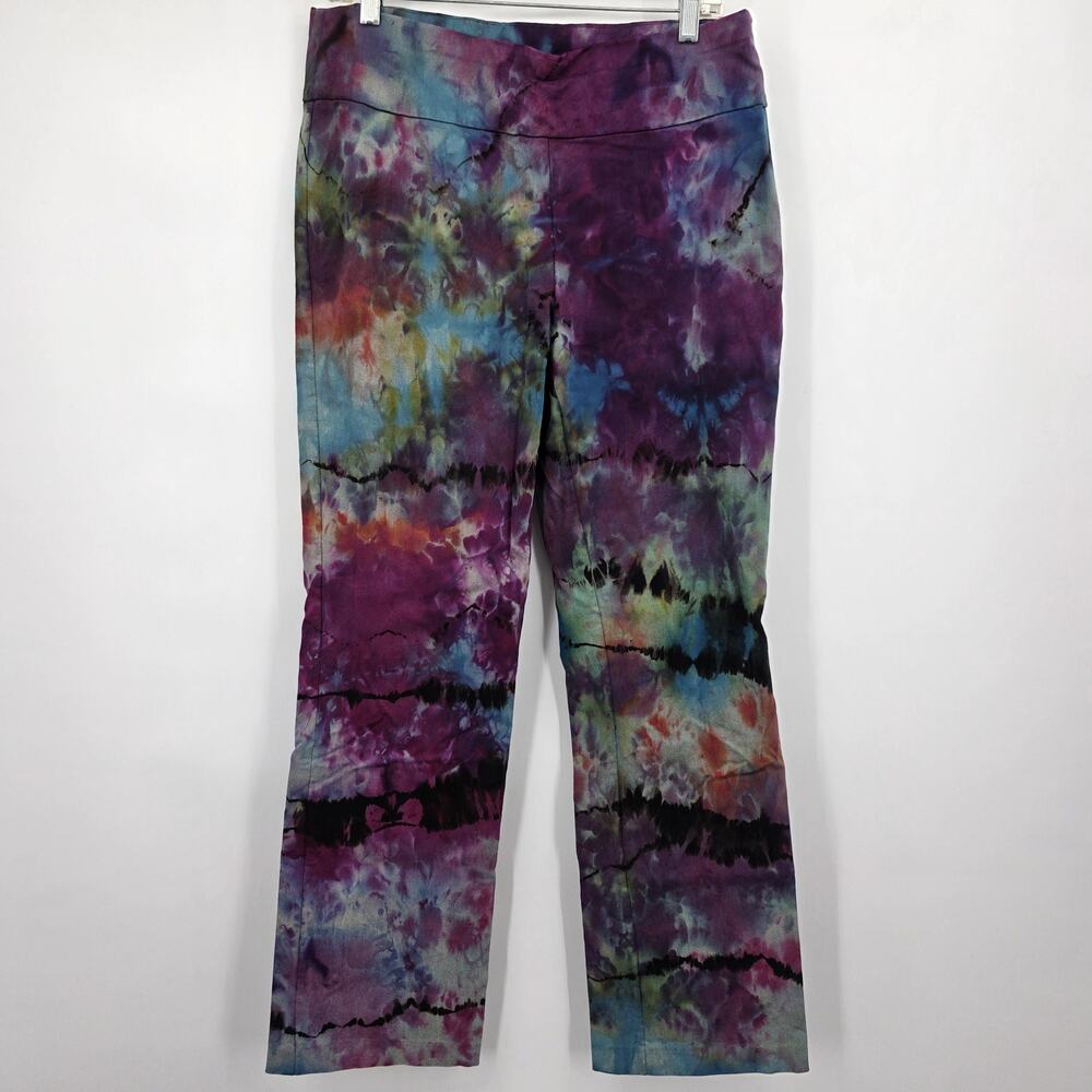 Reverse Tie Dye Geode Print Stretch Pants Women’s Large Psychedelic Boho Art